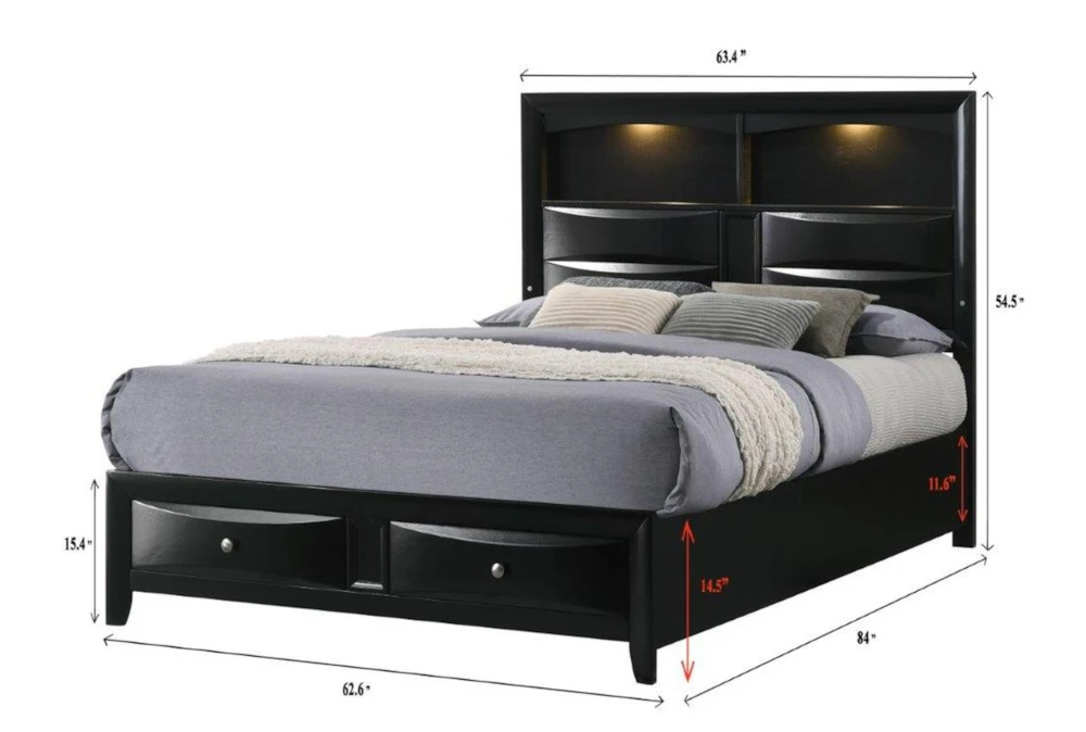 Faron Black King Bookcase Bed With Storage & LED Lighting 5 Faron Black King Bookcase Bed With Storage & LED Lighting - Image 3