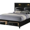 Faron Black King Bookcase Bed With Storage & LED Lighting -Furniture Store 321478 black mdf bed signature 01