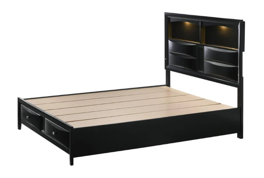 Faron Black King Bookcase Bed With Storage & LED Lighting 4 Faron Black King Bookcase Bed With Storage & LED Lighting - Image 2