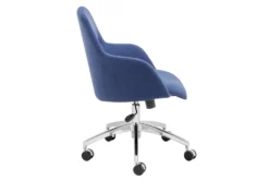 Mona Office Chair In Blue Fabric With Polished Aluminum Base -Furniture Store 321646 blue polyester office chair detail 46