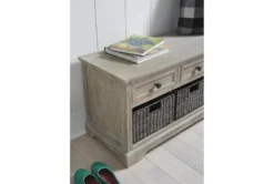 42" White Wash Engineered Wood Storage Bench With Three Woven Baskets -Furniture Store 321971 detail 44