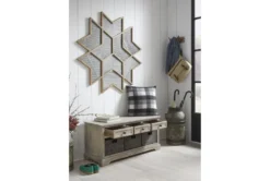 42" White Wash Engineered Wood Storage Bench With Three Woven Baskets -Furniture Store 321971 room 86