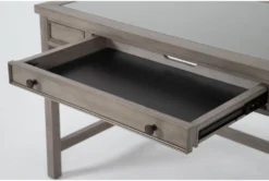 Saybrook 3 Piece Office Set With 54" Writing Desk, 75" Bookcase + File Cabinet -Furniture Store 322380 grey wood writing desk detail 44