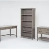 Saybrook 3 Piece Office Set With 54" Writing Desk, 75" Bookcase + File Cabinet -Furniture Store 322380 grey wood writing desk signature 01