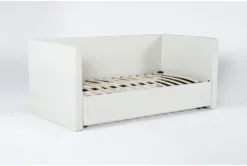 Emmerson II Sand Upholstered Twin Daybed With Trundle -Furniture Store 322516 white fabric daybed side 16