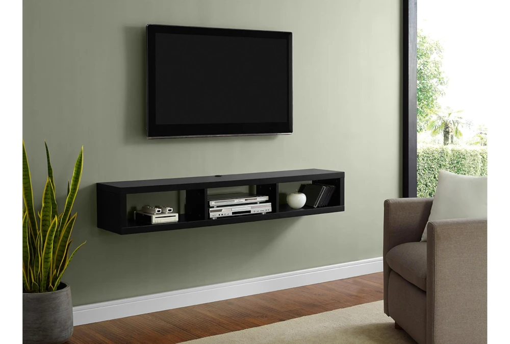 Black 48" Wall Mounted Floating Tv Stand 4 Black 48" Wall Mounted Floating Tv Stand - Image 2