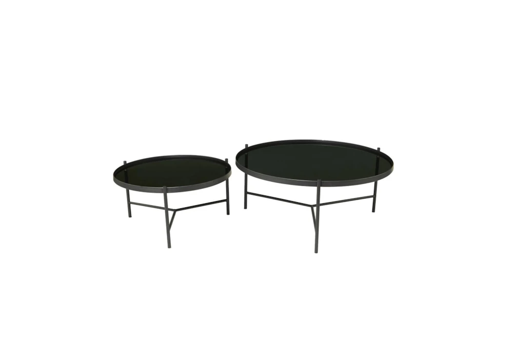 Industrial Black Metal Round Nesting Round Coffee Table 6 Industrial Black Metal Round Nesting Round Coffee Table - Image 4