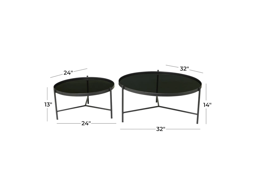 Industrial Black Metal Round Nesting Round Coffee Table 4 Industrial Black Metal Round Nesting Round Coffee Table - Image 2