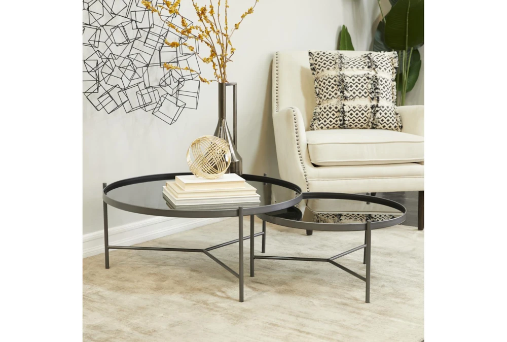 Industrial Black Metal Round Nesting Round Coffee Table 7 Industrial Black Metal Round Nesting Round Coffee Table - Image 5