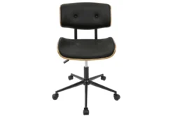 Linnea Walnut + Black Faux Leather Swivel Adjustable Office Chair
