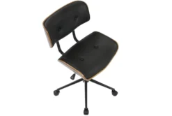 Linnea Walnut + Black Faux Leather Swivel Adjustable Office Chair -Furniture Store 323462 top 31