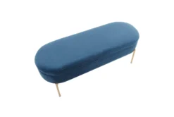 48" Blue Velvet + Gold Metal Legs Storage Bench -Furniture Store 326525 blue velvet storage bench top 31
