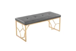 44" Grey Faux Leather + Gold Metal Base