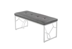 44" Grey Faux Leather + Silver Metal Base 16 44" Grey Faux Leather + Silver Metal Base -Furniture Store 326538 grey faux leather bench back 82