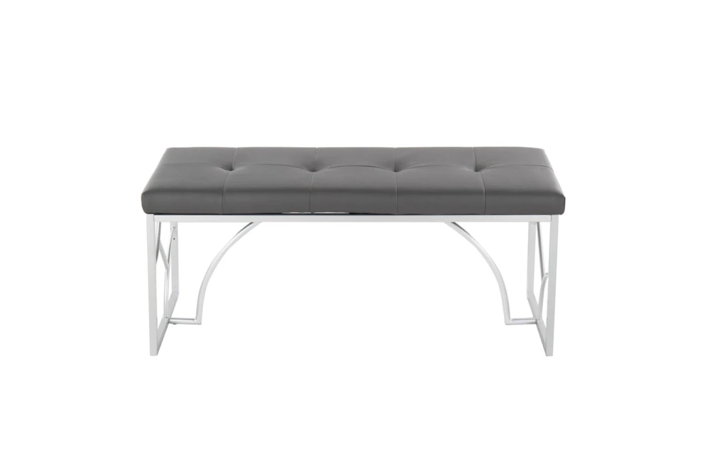 44" Grey Faux Leather + Silver Metal Base 4 44" Grey Faux Leather + Silver Metal Base - Image 2