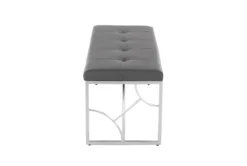 44" Grey Faux Leather + Silver Metal Base 12 44" Grey Faux Leather + Silver Metal Base -Furniture Store 326538 grey faux leather bench side 14