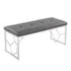 44" Grey Faux Leather + Silver Metal Base 1 44" Grey Faux Leather + Silver Metal Base -Furniture Store 326538 grey faux leather bench signature 01