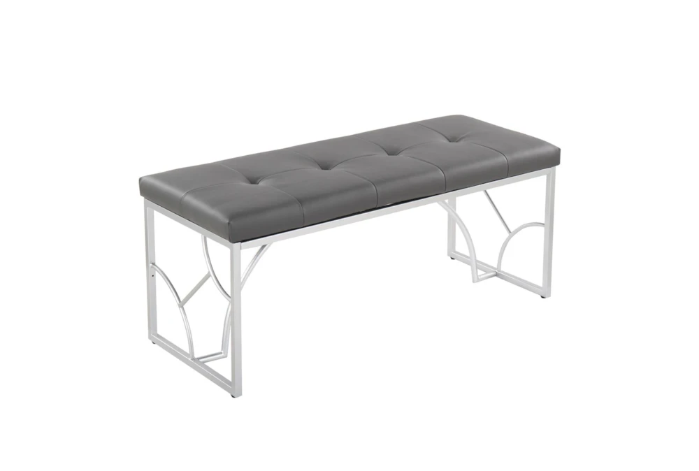 44" Grey Faux Leather + Silver Metal Base 3 44" Grey Faux Leather + Silver Metal Base