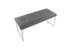 44" Grey Faux Leather + Silver Metal Base 13 44" Grey Faux Leather + Silver Metal Base -Furniture Store 326538 grey faux leather bench top 31