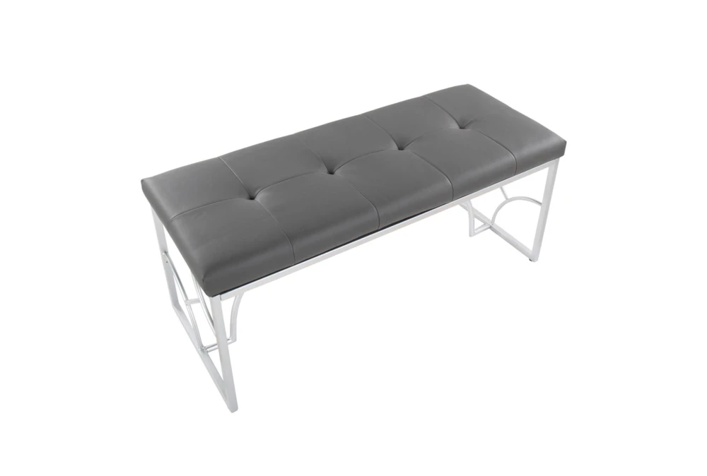 44" Grey Faux Leather + Silver Metal Base 6 44" Grey Faux Leather + Silver Metal Base - Image 4