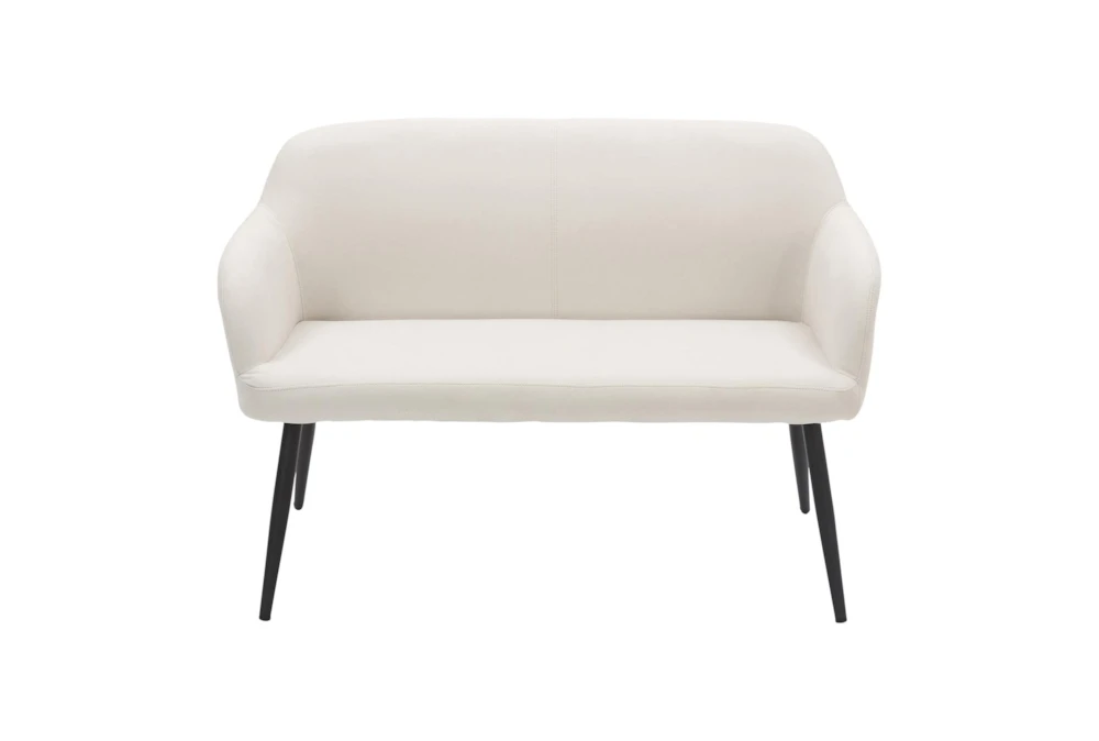 44" White Faux Leather High Back Bench + Black Steel Legs 4 44" White Faux Leather High Back Bench + Black Steel Legs - Image 2