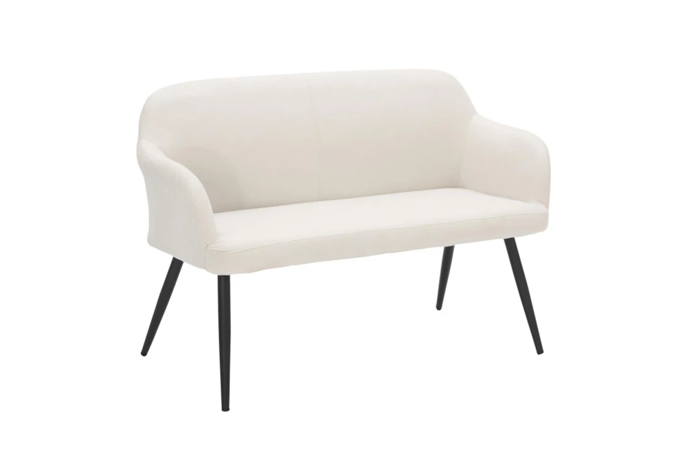 44" White Faux Leather High Back Bench + Black Steel Legs 3 44" White Faux Leather High Back Bench + Black Steel Legs