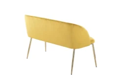 46" Mustard Velvet Bench With Gold Metal Legs 17 46" Mustard Velvet Bench With Gold Metal Legs -Furniture Store 326550 yellow velvet bench back 82