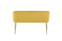 46" Mustard Velvet Bench With Gold Metal Legs 18 46" Mustard Velvet Bench With Gold Metal Legs -Furniture Store 326550 yellow velvet bench back 83