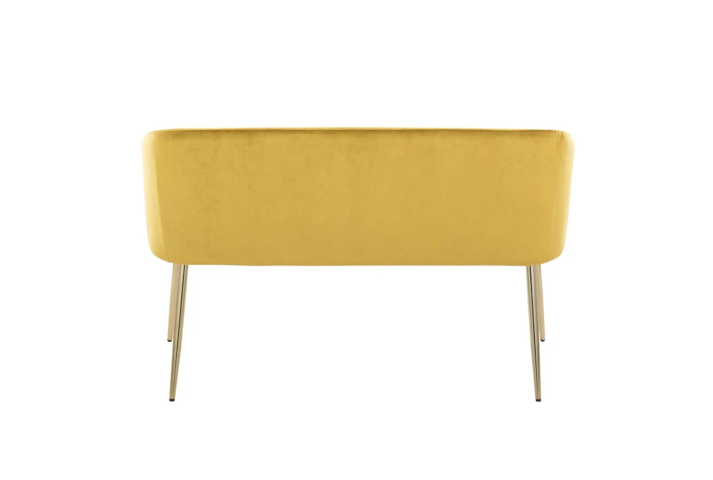 46" Mustard Velvet Bench With Gold Metal Legs 10 46" Mustard Velvet Bench With Gold Metal Legs - Image 8
