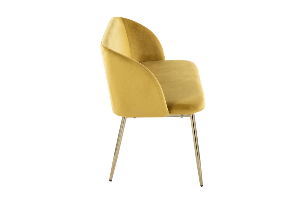 46" Mustard Velvet Bench With Gold Metal Legs 5 46" Mustard Velvet Bench With Gold Metal Legs - Image 3