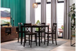 Percy 42" Counter Set For 4 -Furniture Store 56131 brown wood counter height set room 83